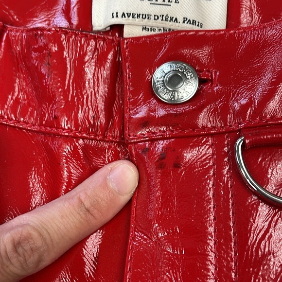 NWT Zadig & Voltaire Peko Skinny Vinyl Trouser Pants Shiny Red Leather Sz 34 - Picture 12 of 16